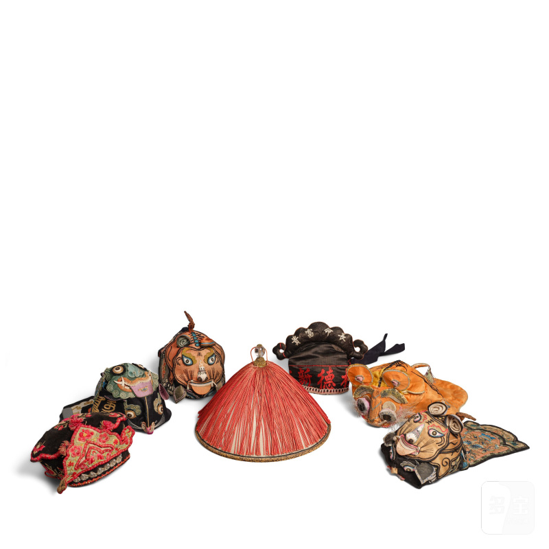 晚清 紅頂官帽一頂 及 民國 童帽六頂 | A GROUP OF SEVEN HATS